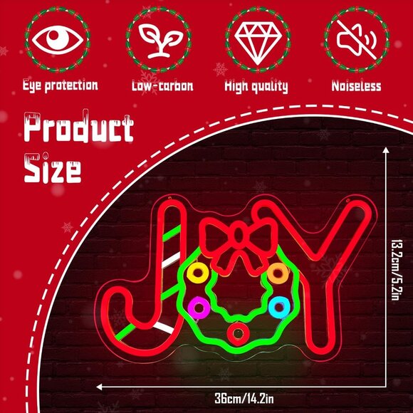 Christmas Joy Neon Sign Led Candy Dimmable Light Up Sign for Party Kids Gift - Picture 3 of 7